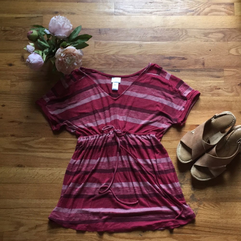 Cute Red, Black, and White Striped Maternity Top